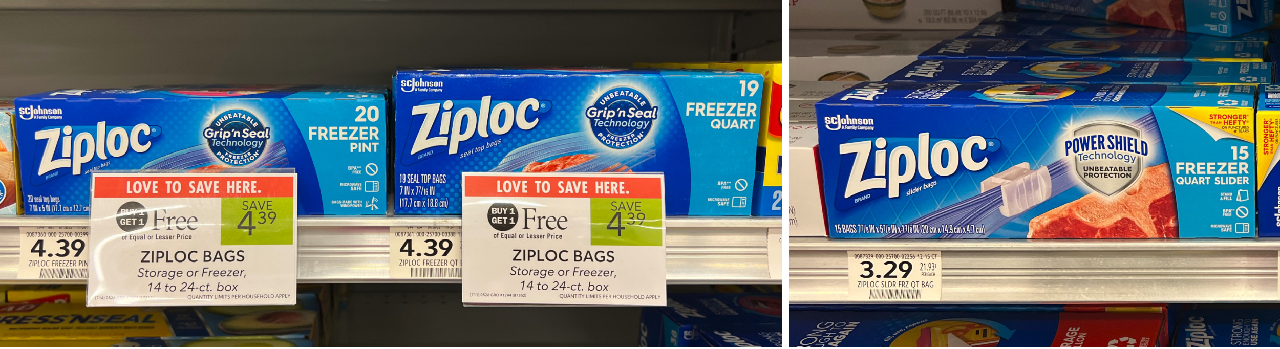 Ziploc Freezer Bag, Pint, 20-Count Pack of 12