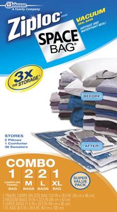 Ziploc® brand Space Bag® – Great For Home Storage Plus Save Space