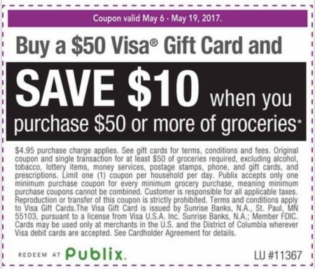 Save 10 At Publix When Your Purchase A Visa Or Mastercard Gift Card