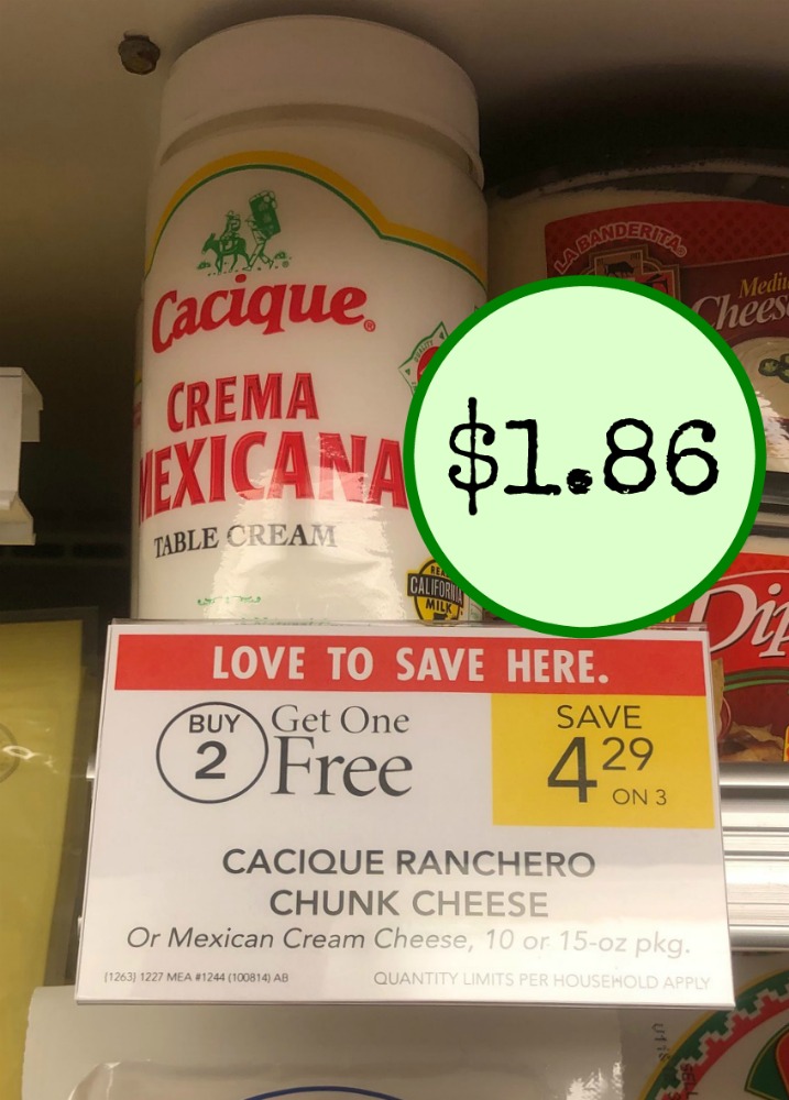 Cacique Ranchero Chunk Cheese Or Mexican Cream Cheese As Low As 1 86 At Publix