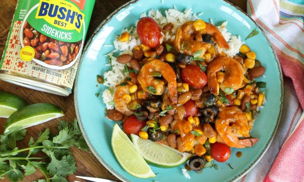 Save On Bush’s Sidekicks & Try My Southwest Zest Pinto Beans & Shrimp Skillet