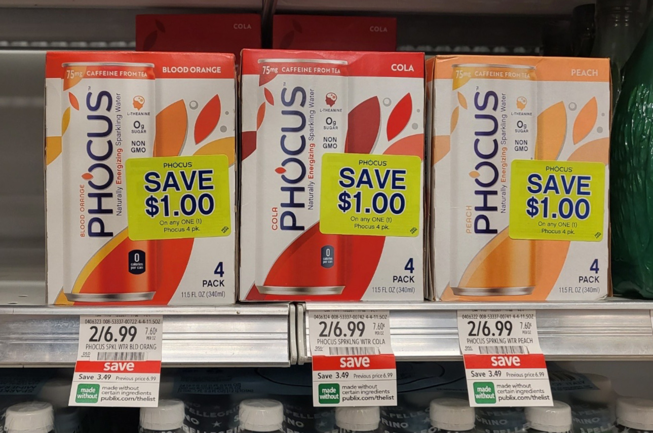 Phocus Caffeinated Sparkling Water 4-Pack As Low As FREE At Publix on I Heart Publix