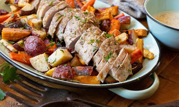 Sheet Pan Rosemary Pork Tenderloin With Roasted Veggies & Dijon Aioli