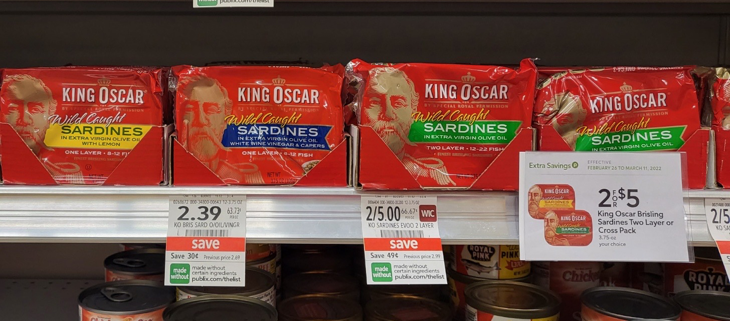 King Oscar Sardines As Low As $2.17 Per Can At Publix on I Heart Publix