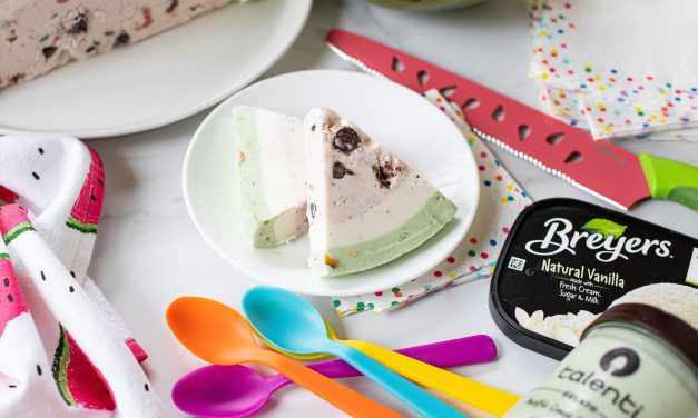 Take Advantage Of The Breyers BOGO Sale & Serve Up My Watermelon Ice Cream Bombe