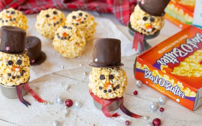 Get Festive With Tasty Popcorn Ball Snowman Treats Made With JOLLY TIME Pop Corn