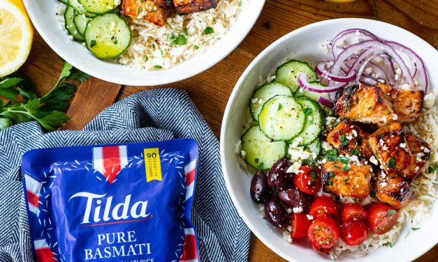 Grab Delicious Tilda® Ready to Heat Rice For My Mediterranean Salmon Rice Bowl