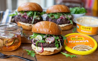 Add Some Flavor To Your Burger With HOPE Hummus!