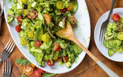 Take Your Tastebuds On A Journey With My Summer Cucumber & Avocado Salad with Arugula Pesto  + Enter To Win The Ultimate Italian Vacation!