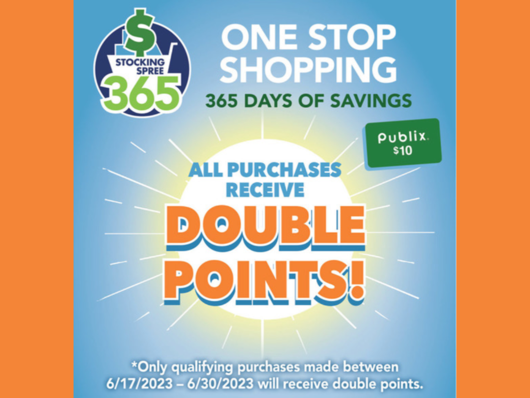 Time To Score LOTS Of Publix Gift Cards With Stocking Spree 365 Earn Double Points For A