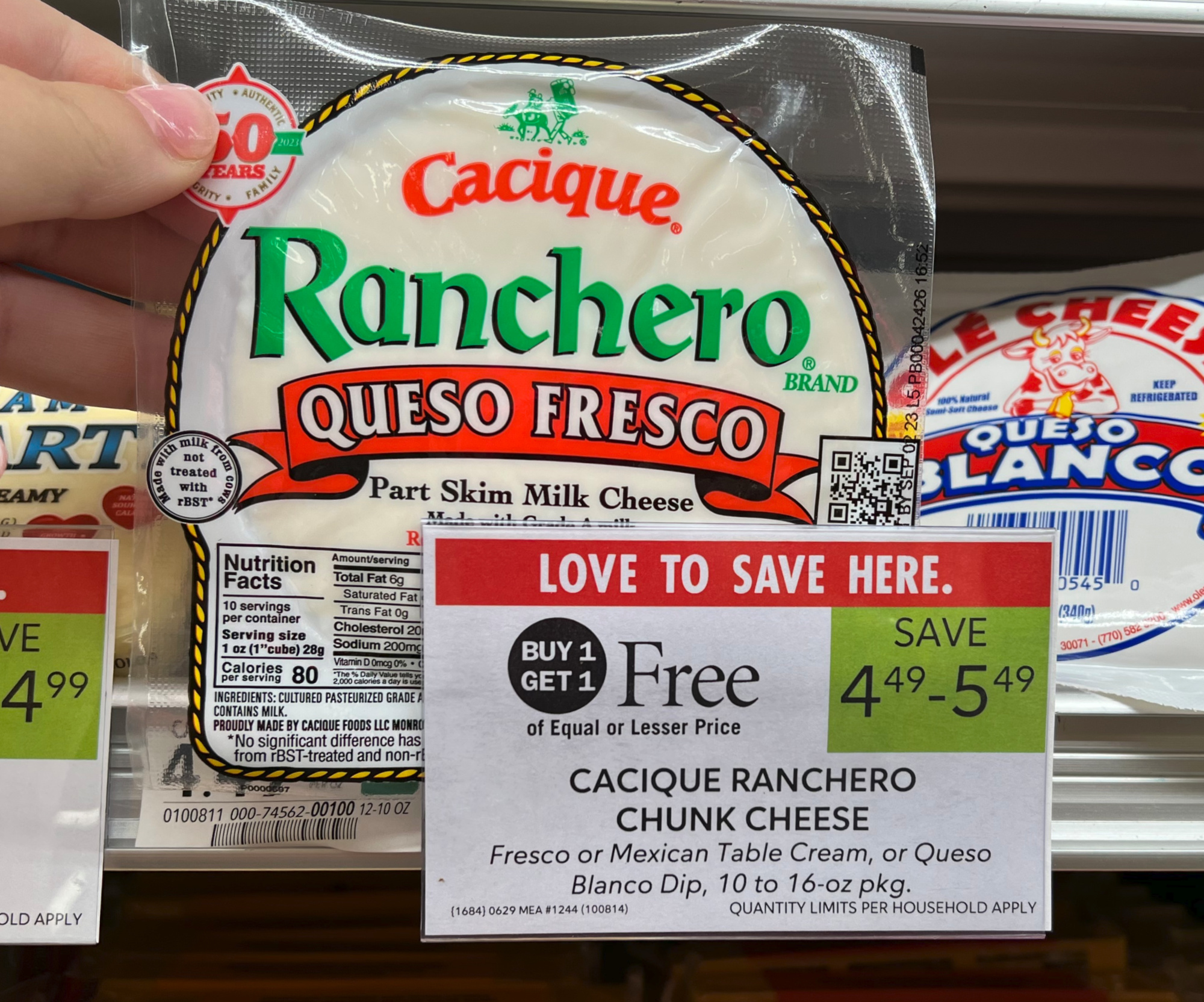 Cacique Ranchero Fresh Queso Fresco Cheese, 10 oz (Refrigerated) 