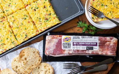 Make Mornings Easy With A Delicious Bacon & Cheese Sheet Pan Omelet + Look For Hatfield Bacon On Sale BOGO At Publix