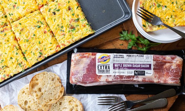 Make Mornings Easy With A Delicious Bacon & Cheese Sheet Pan Omelet + Look For Hatfield Bacon On Sale BOGO At Publix