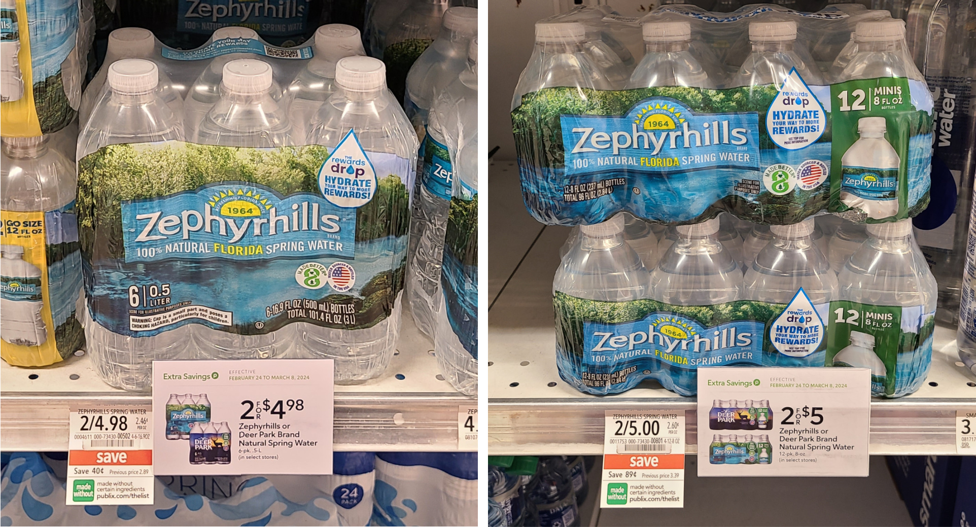 Zephyrhills Or Deer Park Brand Natural Spring Water 12Pack As Low As